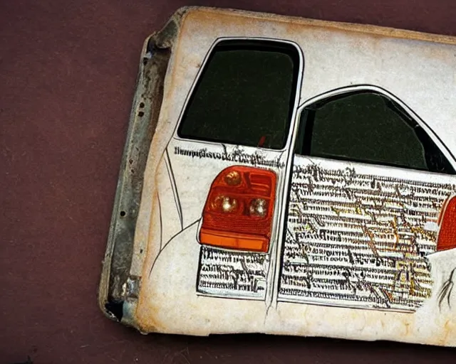 Image similar to Illuminated medieval manuscript of a rusty Fiat 126p