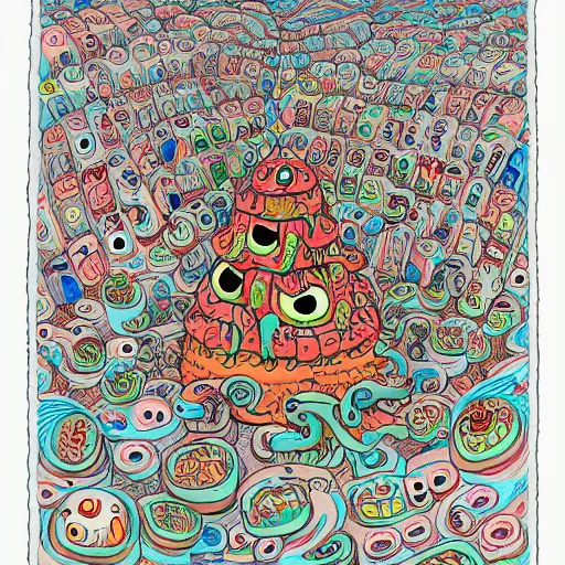 Image similar to impossibly detailed & intricate illustration of the azathoth devouring the earth, colored, by jon burgerman, super refined, 8 k, detailed line work