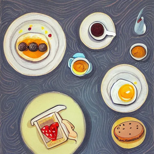 Prompt: illustration breakfast by Ana Zaja Petrak