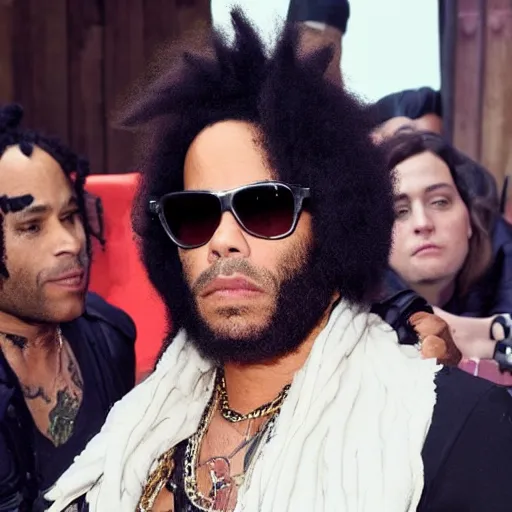 Image similar to photo of lenny kravitz annd his kawaii ninja rabbits