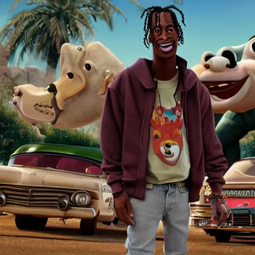 Image similar to Travis Scott in pixar film, C -10