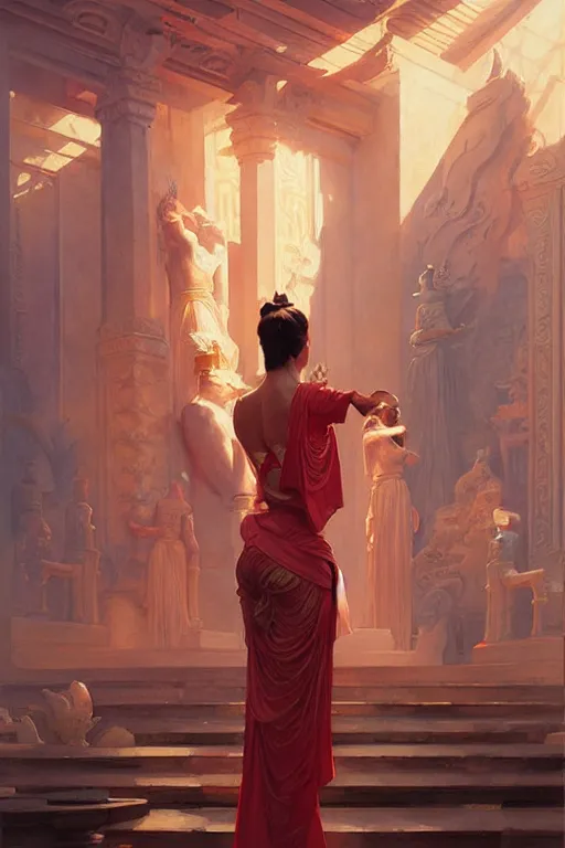 Prompt: temple, taosim, painting by greg rutkowski, j. c. leyendecker, artgerm