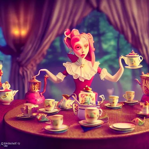 Alice In Wonderland - Mad Tea Party - Overflowing Stacked Tea Cups  Alice  in wonderland aesthetic, Alice in wonderland tea party, Wonderland