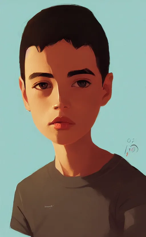 Prompt: a front view portrait of a hispanic student illustration by atey ghailan