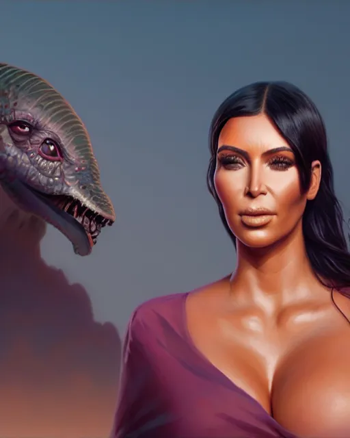 Image similar to highly detailed vfx portrait of, kim kardashian muscular by stephen bliss, chalk, unrealengine, greg rutkowski, loish, rhads, beeple, chalk, makoto shinkai and lois van baarle, ilya kuvshinov, rossdraws, tom bagshaw, basil gogos