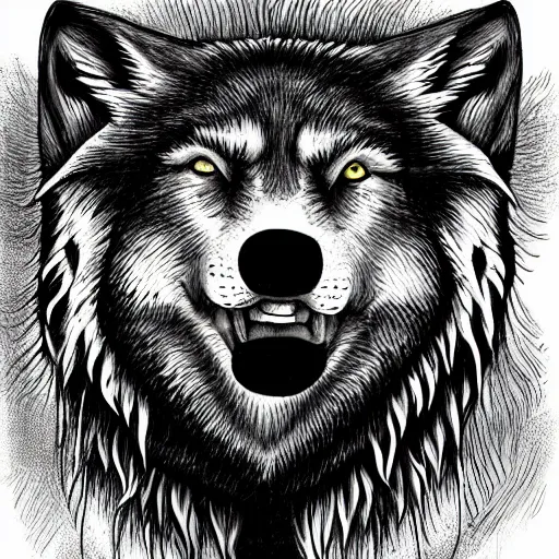 Image similar to portrait of retarded wolf, propaganda style