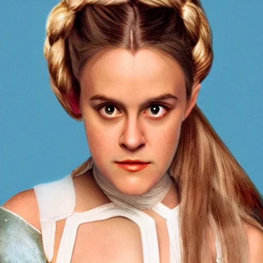 Prompt: hyperrealistic alicia silverstone as princess leia