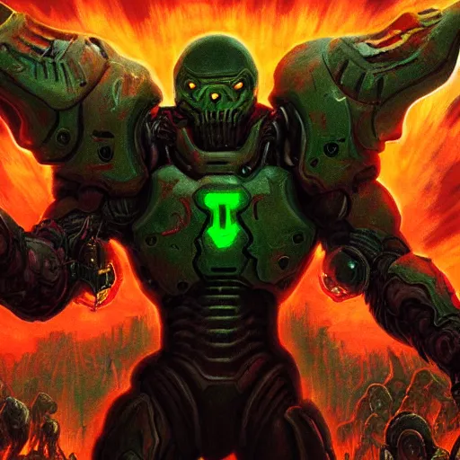 Prompt: Doom PC game desktop art