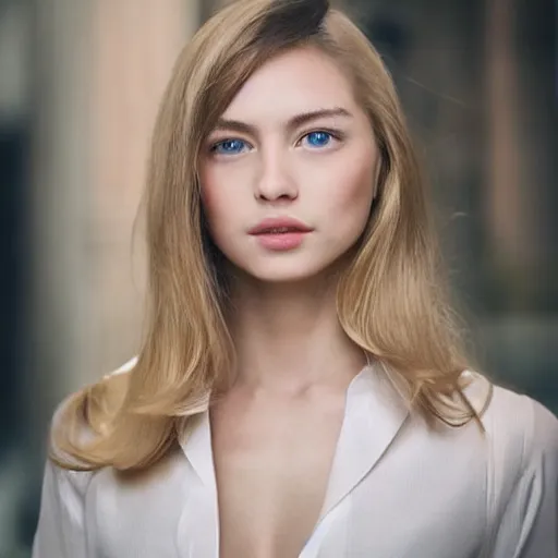 Image similar to feminine looking, fair skin, attractive neck, dimples, caucasian, satirized blonde hair