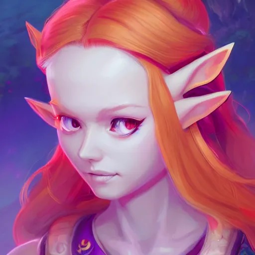 Prompt: a portrait of zelda, art by lois van baarle and loish and ross tran and rossdraws and sam yang and samdoesarts and artgerm and saruei and disney and wlop, digital art, highly detailed, intricate, sharp focus, trending on artstation hq, deviantart, unreal engine 5, 4 k uhd image