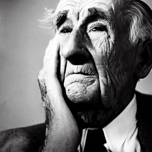 Image similar to a photo of a old man crying, photo by george hurrell