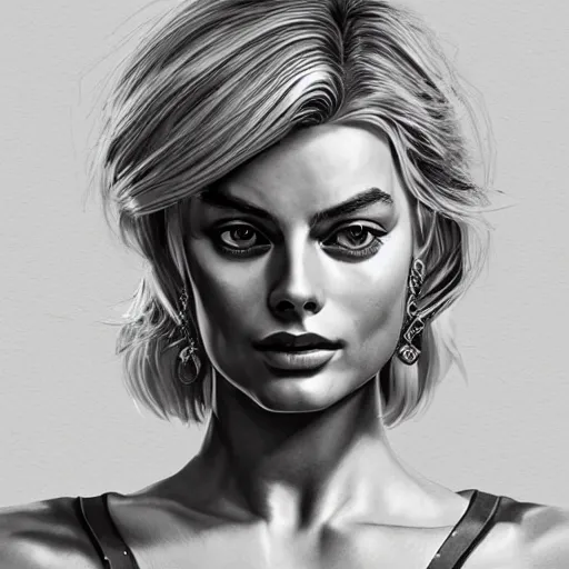 Prompt: margot robbie as a beautiful greek god, highly detailed, sexy look, detailed face, digital art, trending on artstation