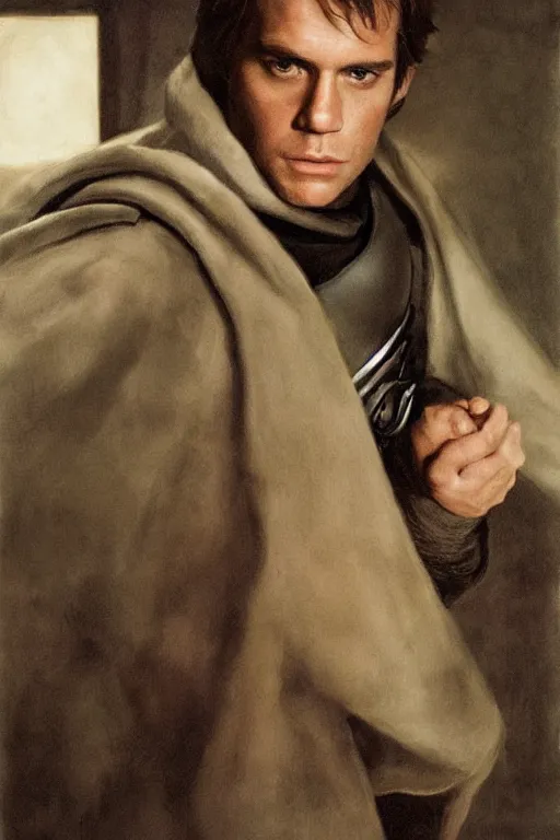 Image similar to candid portrait of henry cavill as luke skywalker by andrew wyeth