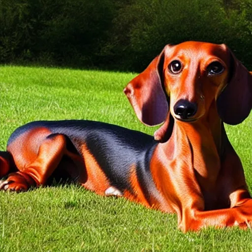 Image similar to realistic photo of a extra long dachshund dog