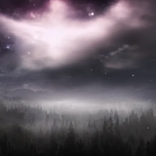 Image similar to dark, galaxy, evil, moody, fog, stars, wonder, mystery, realistic, 4 k