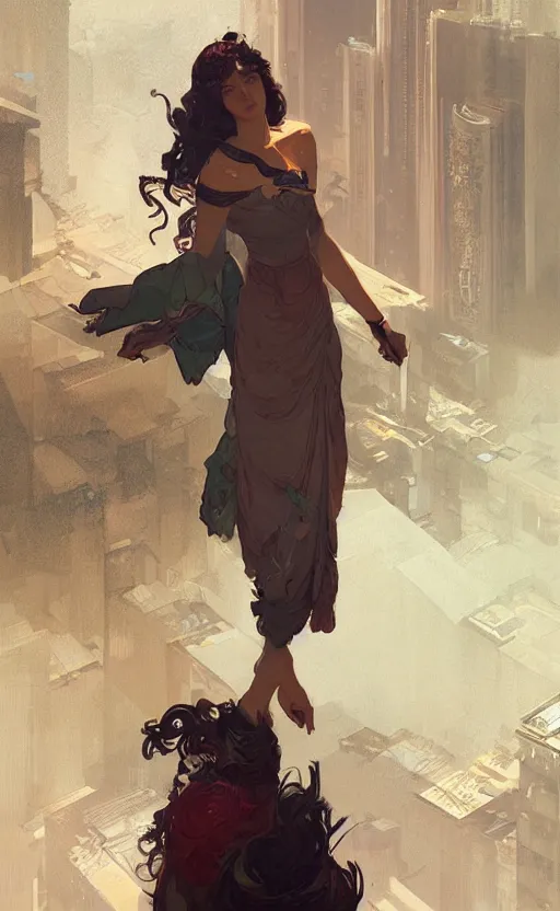 Prompt: a personification of hong kong, highly detailed, digital painting, artstation, concept art, sharp focus, illustration, art by greg rutkowski and alphonse mucha