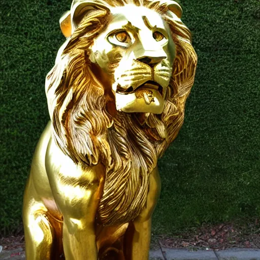 Prompt: golden lion sculpture