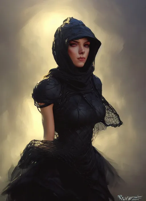 Image similar to a _ fantasy _ style _ portrait _ painting _ of widow black net bonnet, oil _ painting _ unreal _ 5 _ daz. _ rpg _ portrait _ extremely _ detailed _ artgerm _ greg _ rutkowski _ greg