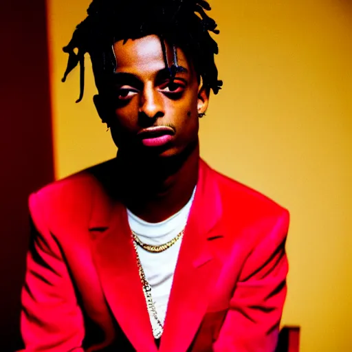 Image similar to playboi carti in a red room