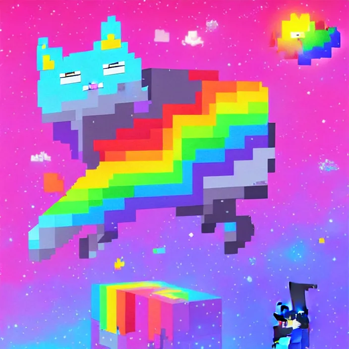 Prompt: if nyan cat was real, detailed, stunning, wow, epic, detailed, gorgeous, artstation, cgsociety, much wow, much detail
