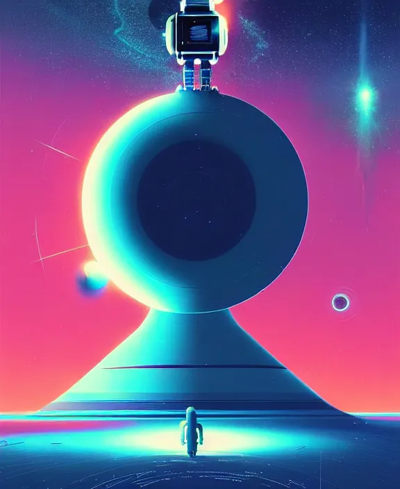 Prompt: robotic expedition to new star by christopher balaskas and beeple and norman rockwell and anton fadeev, asymmetrical!, asymmetry!, hyperrealism, energy mote, solarpunk, 1 9 6 0 propaganda, high contrast, high saturation, intricate details, ultra detail, space, nebula, sharp focus, astronomy, atmospheric, crisp edge, reflection