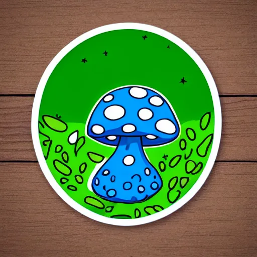 Prompt: a cartoonish mushroom sitting, sticker art, digital art.