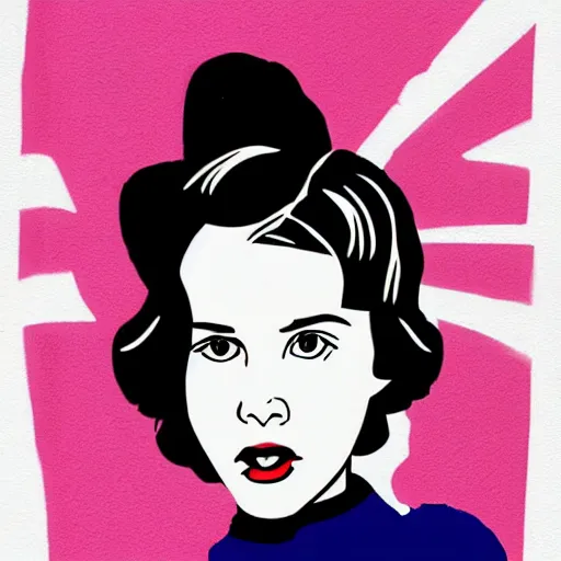 Prompt: a portrait of millie bobby brown in the style of roy lichtenstein