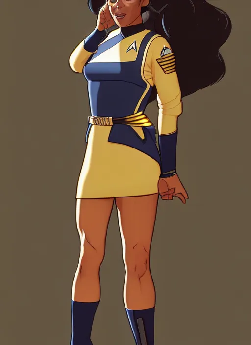 Prompt: cute star trek officer tina turner, natural lighting, path traced, highly detailed, high quality, digital painting, by don bluth and ross tran and studio ghibli and alphonse mucha, artgerm