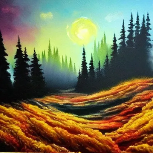 Prompt: beautiful landscape spray painting