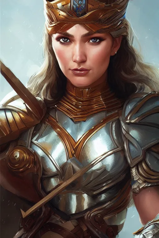 Image similar to amazon valkyrie athena, d & d, fantasy, portrait, highly detailed, headshot, digital painting, trending on artstation, concept art, sharp focus, illustration, art by artgerm and greg rutkowski and magali villeneuve