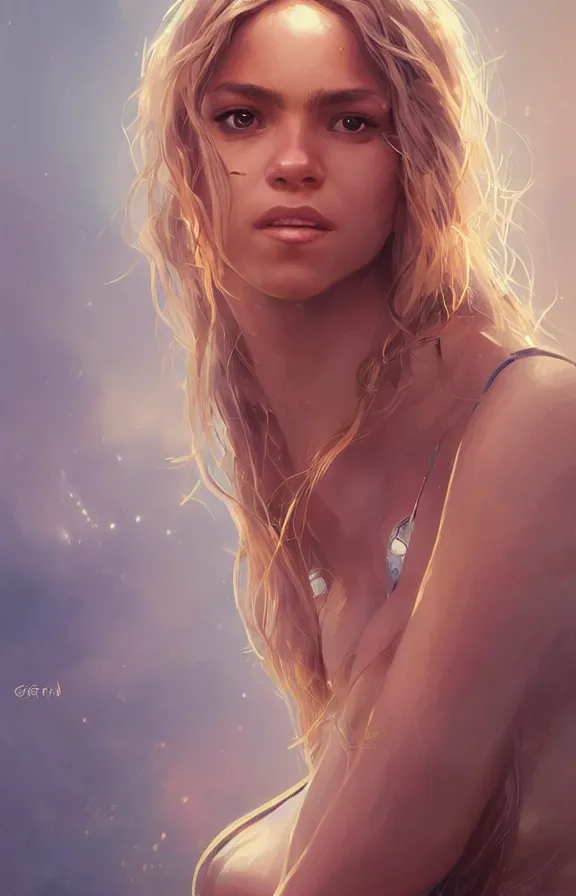 Image similar to portrait of shakira by greg rutkowski, young, attractive, highly detailed portrait, scifi, digital painting, artstation, concept art, smooth, sharp foccus ilustration, artstation hq