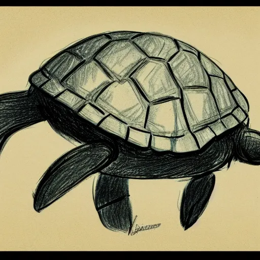 Prompt: milt kahl sketch of a cartoon turtle