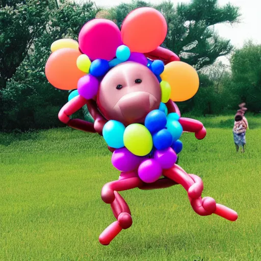 Image similar to a photograph of a balloon monkey hybrid