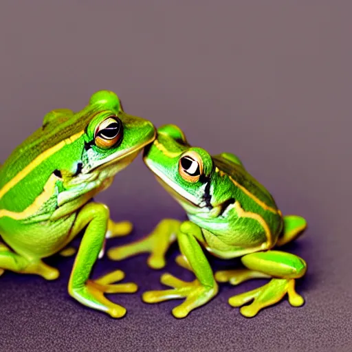 Prompt: Two frogs holding hands