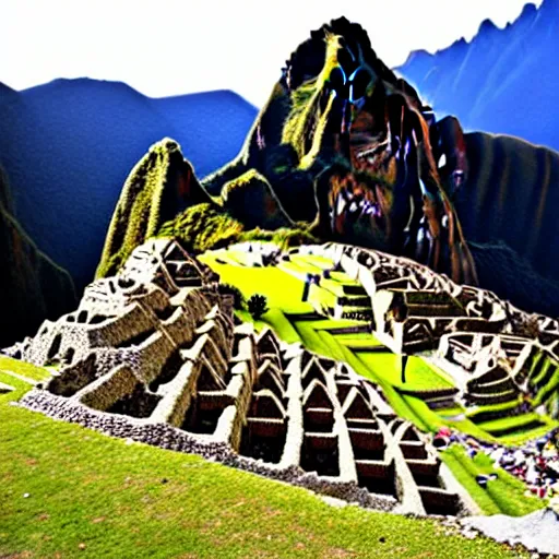 Prompt: cyberpunk machu picchu