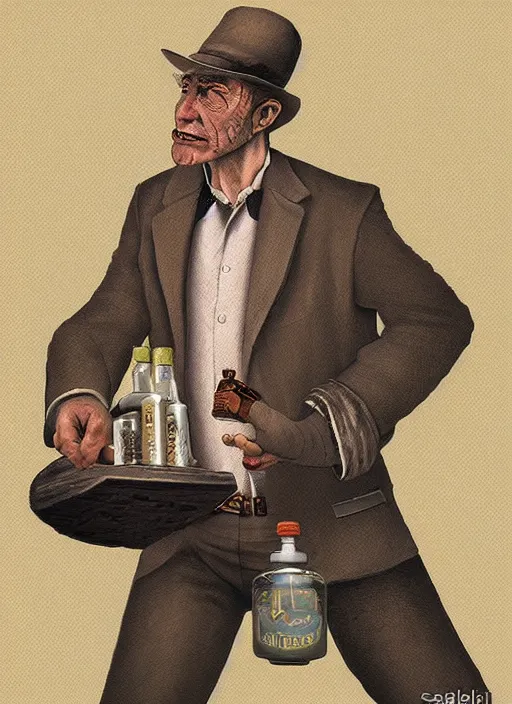 Prompt: snake oil salesman by Paolo Eleuteri Serpieri