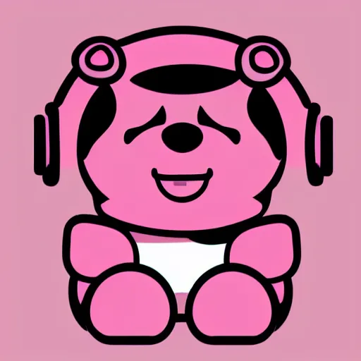 Image similar to a cute pink cuddly bear wearing headphones vector logo