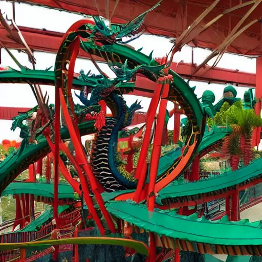 Image similar to a dragon themed roller coaster