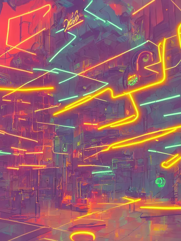 Image similar to neon word signs by disney concept artists, blunt borders, rule of thirds