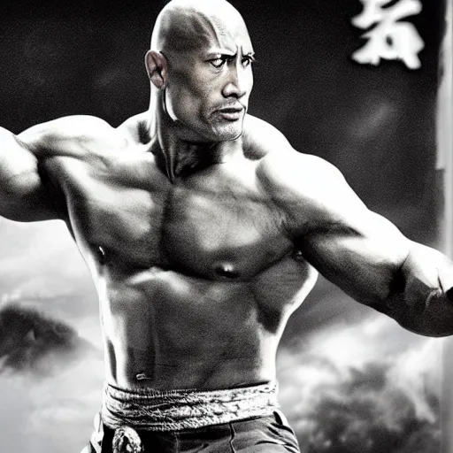 Image similar to Dwayne Johnson as Kung Fu master