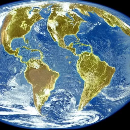 Image similar to a sattelite image of continents with life indicated by lights on the surface