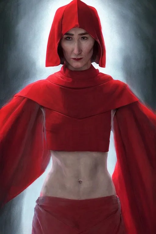 Prompt: carice van houten as a red priest, anatomy, only two hands, highly detailed, digital painting, artstation, concept art, smooth, sharp focus, illustration, unreal engine 5, 8 k, art by art by artgerm and greg rutkowski and edgar maxence