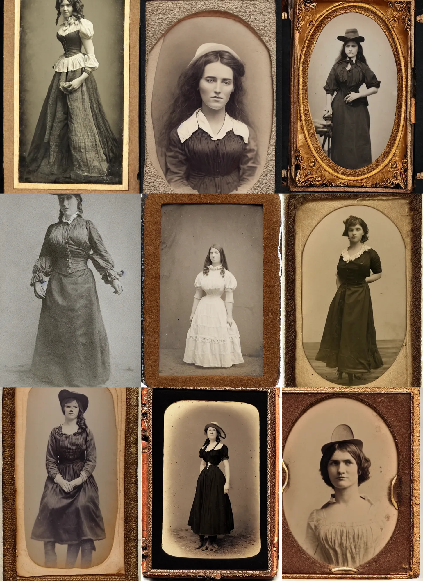 Prompt: 1 8 0 0 s style full body photograph of a cowgirl beautiful face