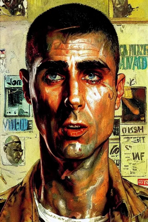 Image similar to travis bickle from taxi driver movie painted by Norman Rockwell