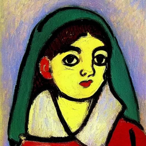 Prompt: painting of A little Iraqi girl princess by Alexej von Jawlensky