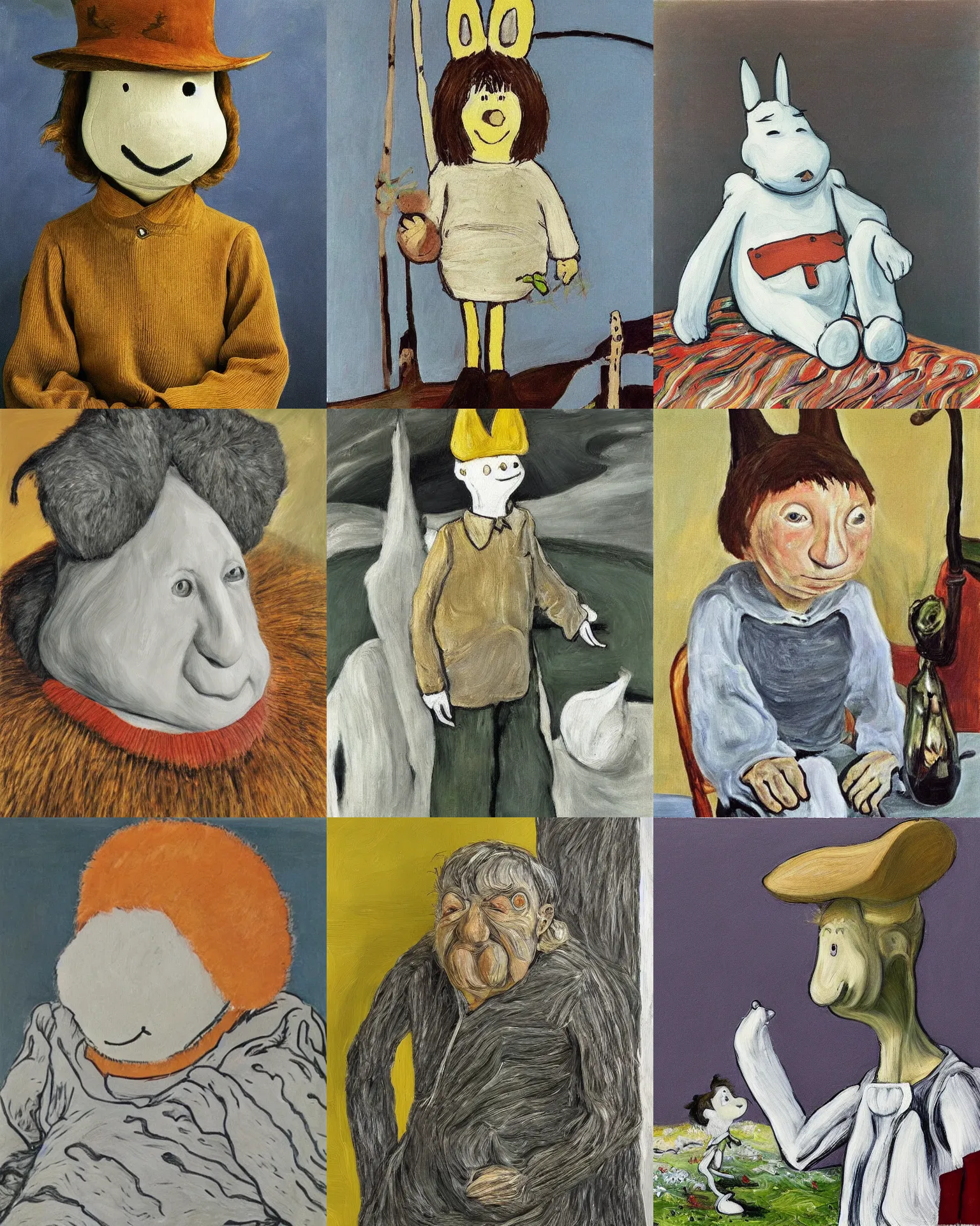 Prompt: Real-life Moomin, painted by Lucian Freud