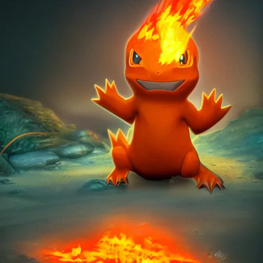 Image similar to national geographic photo of charmander, pokemon in the wild, intricate, portrait, 8 k highly professionally detailed, hdr, cgsociety