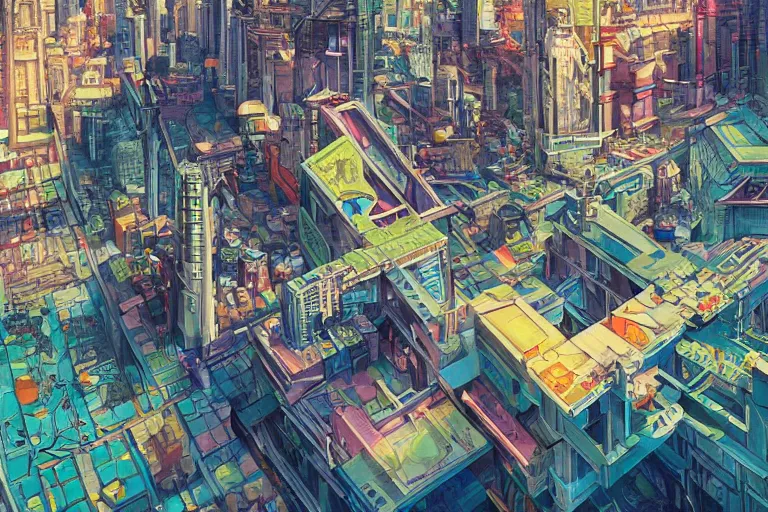 Image similar to futuristic city of metro manila, binondo, illustration painting, intricate, detailed illustration, hd, digital art, overdetailed art, concept art, complementing colors, detailed, illustration painting by leonardo da vinci, digital art, overdetailed art, concept art, complementing colors rendered by beeple, syd meade,