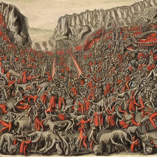 Image similar to where's waldo in dante's inferno with trumpeters and demons, intricate detail, martin handford, hd