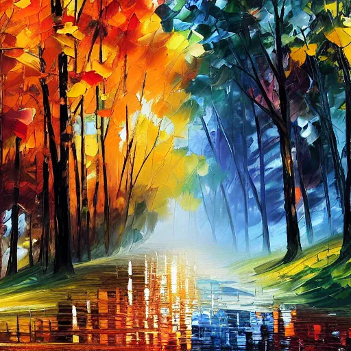 Image similar to A Landscape by John Berkey and Leonid Afremov